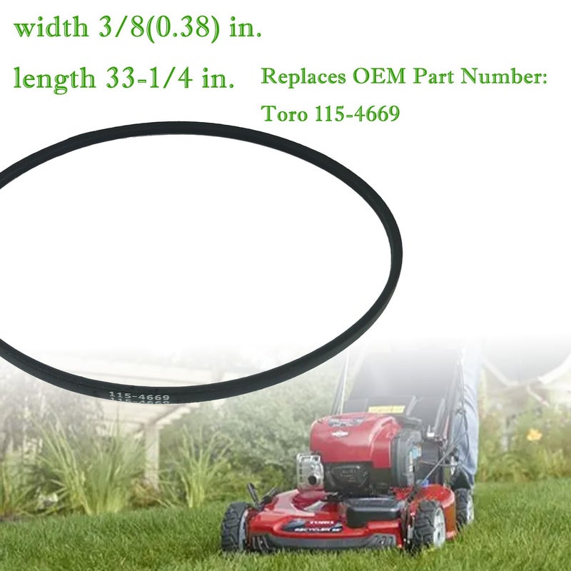 IKSI 115-4669 حزام بديل 0.38" عرض × 32.75" طول 265-354 متوافق مع تورو 20332، 20333، 20334 و20338، 22" ذاتية الدفع 20337، 20353، 20372، 20373، 20374 جزازات العشب (2 قطع) - Image 2